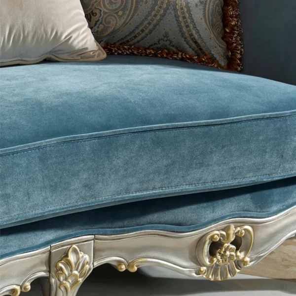 European-style Solid Wood Carved Sofa 74.8'' Upholstered Loveseat – Elegant Comfort for Living Room & Home Decor - Image 6