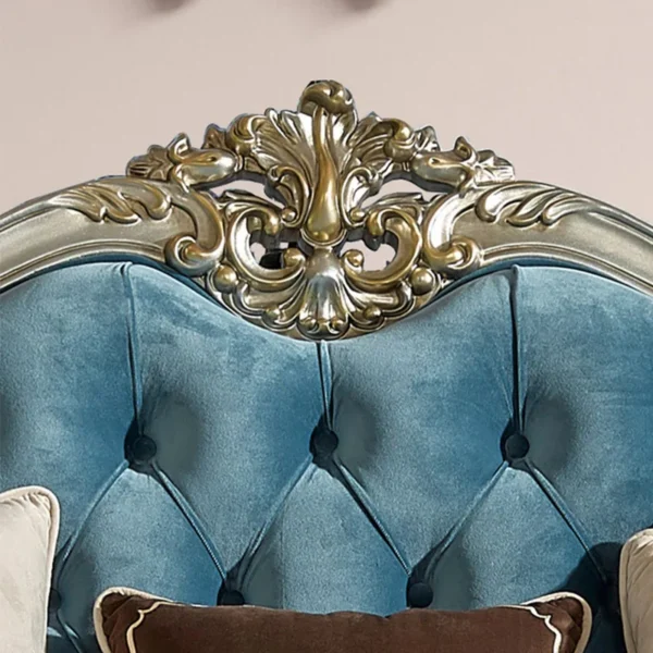 European-style Solid Wood Carved Sofa 74.8'' Upholstered Loveseat – Elegant Comfort for Living Room & Home Decor - Image 8
