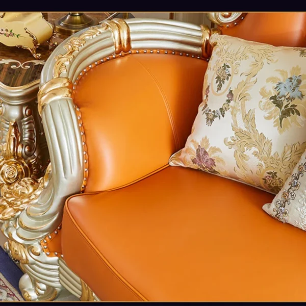 European Solid Wood Carving Sofa | Luxury Upholstered Sofa for Elegant Living Rooms - Image 5
