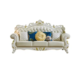 European Style Solid Wood Carved Sofa Leather Sofa | Luxury & Comfort for Your Home