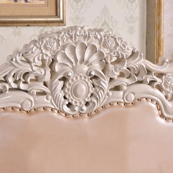 European Style Carved Solid Wood Sofa | Luxurious Leather Loveseat for Elegant Living Rooms - Image 2
