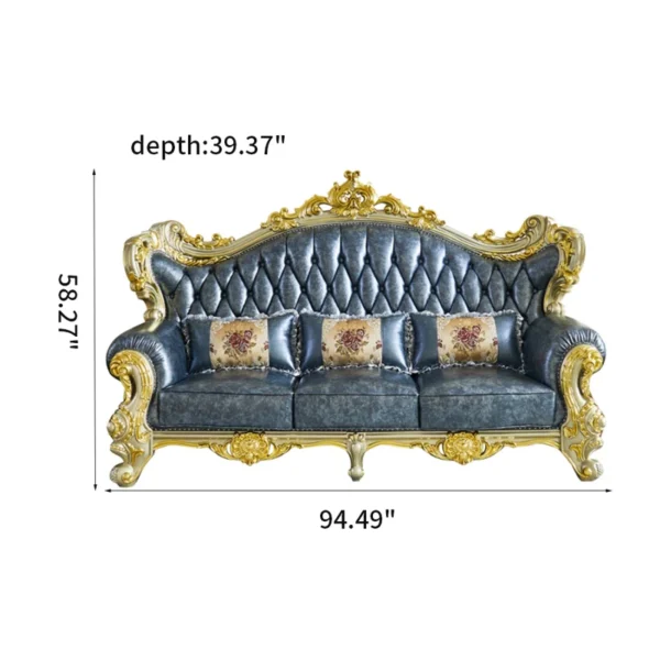 European Style Luxury Carved Solid Wood Sofa 94.49'' | Elegant Upholstered Sofa for Your Living Room - Image 4