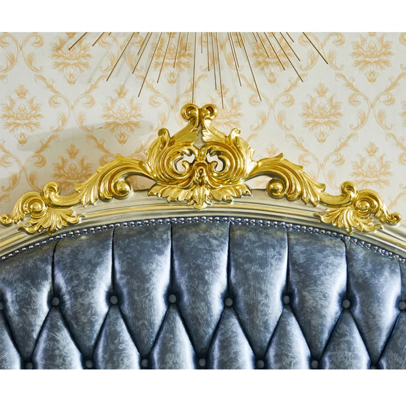 European Style Luxury Carved Solid Wood Sofa 94.49'' | Elegant Upholstered Sofa for Your Living Room - Image 5