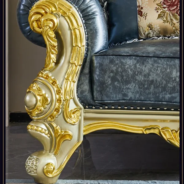 European Style Luxury Carved Solid Wood Sofa 94.49'' | Elegant Upholstered Sofa for Your Living Room - Image 6