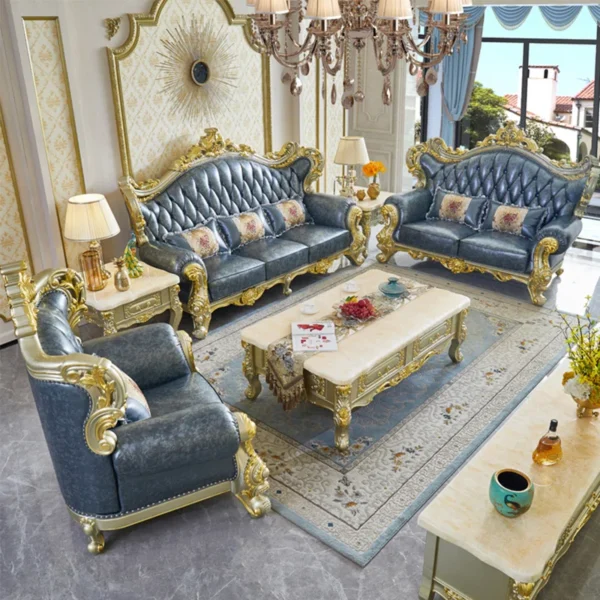 European Style Luxury Carved Solid Wood Sofa 94.49'' | Elegant Upholstered Sofa for Your Living Room - Image 8
