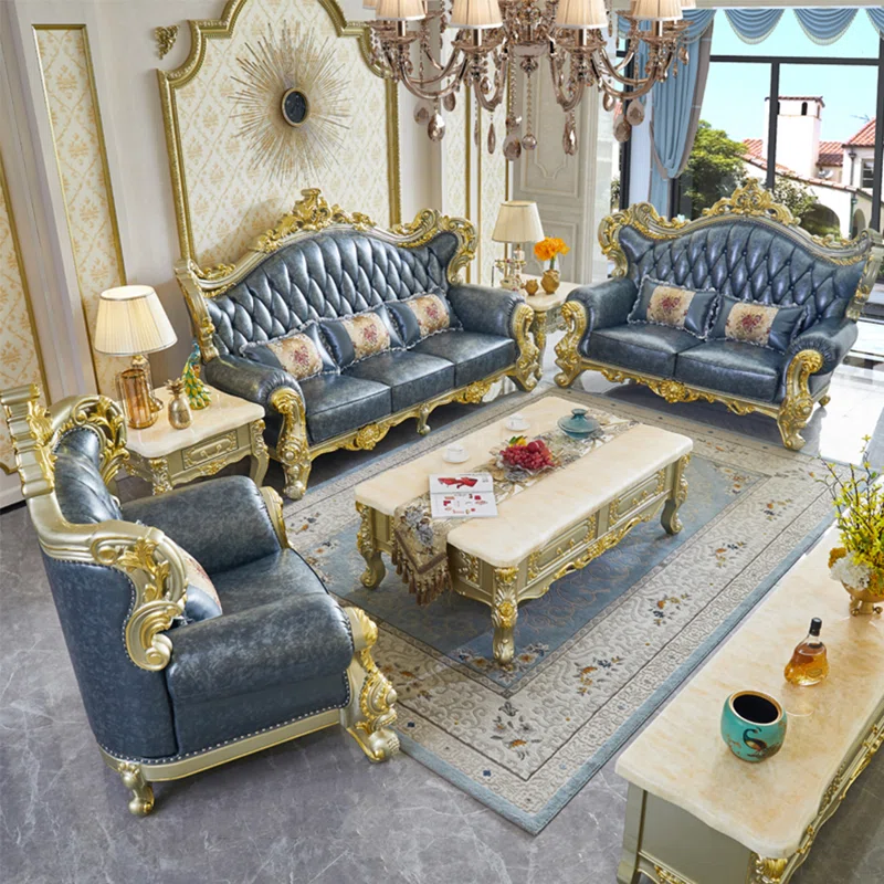 European Style Luxury Carved Solid Wood Sofa 94.49'' | Elegant Upholstered Sofa for Your Living Room - Image 8