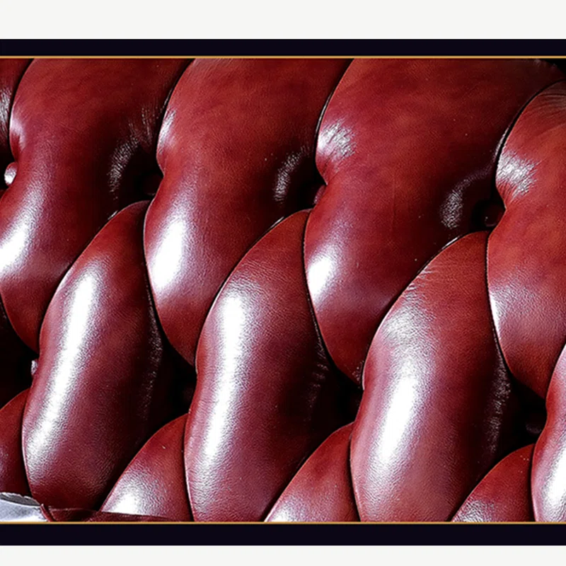 European Style Oak Carving Sofa 87.01" – Luxury Leather Sofa for Living Room & Home Decor - Image 2