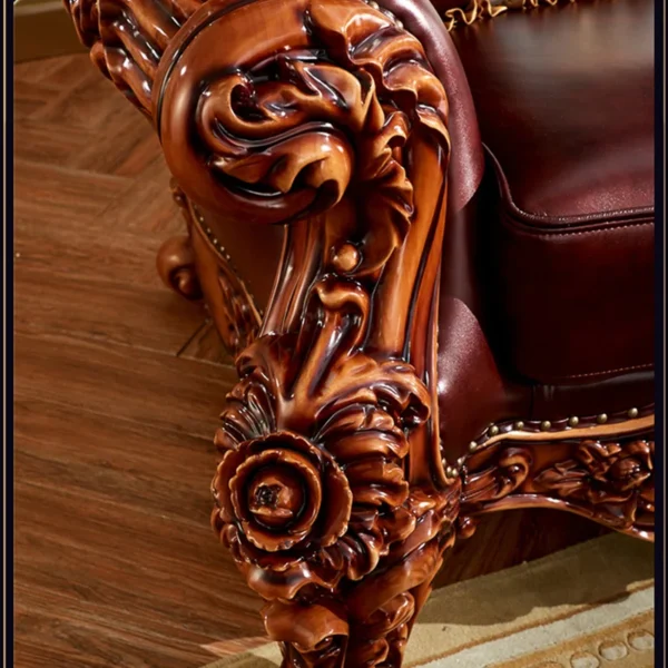 European Style Solid Wood Carved Sofa - Luxurious Upholstered Sofa for Living Room & Home Decor - Image 6