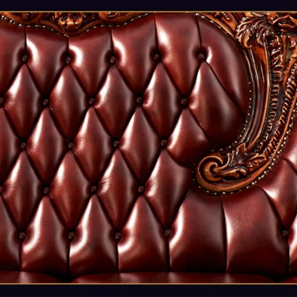 European Style Solid Wood Carved Sofa Upholstered Loveseat | Luxury & Comfort for Your Living Room - Image 5