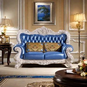 European Style Solid Wood Double-Sided Carved Sofa – Timeless Elegance for Living Room & Home Decor
