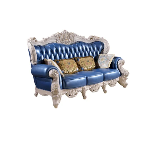 European Style Solid Wood Double-Sided Carved Sofa (3 Seater) – Elegant Luxury for Your Living Room
