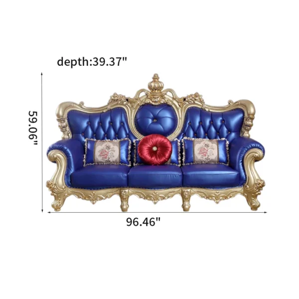 European Style Solid Wood Luxury Sofa 96.46" – Upholstered Sofa for Living Room & Home Decor - Image 4