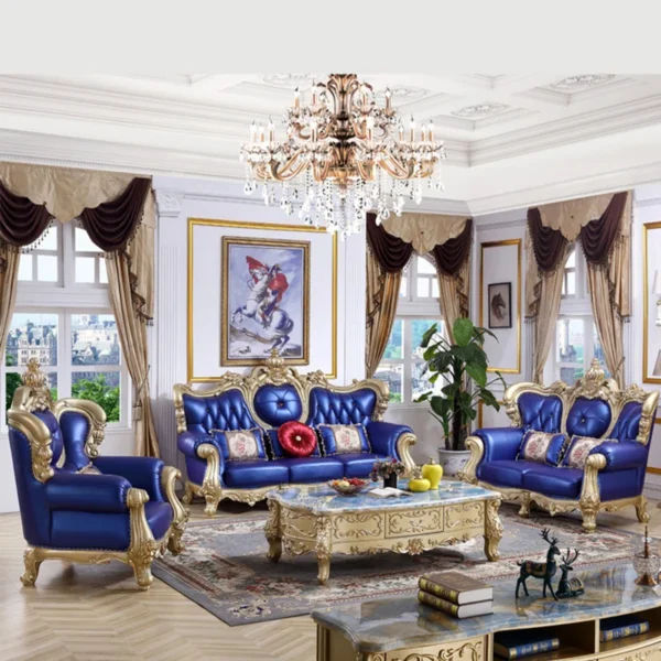 European Style Solid Wood Luxury Sofa 96.46" – Upholstered Sofa for Living Room & Home Decor - Image 5