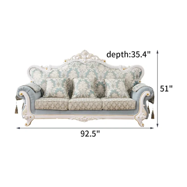European Style Solid Wood Carved Sofa | Luxury Sofa for Elegant Living Rooms - Image 3