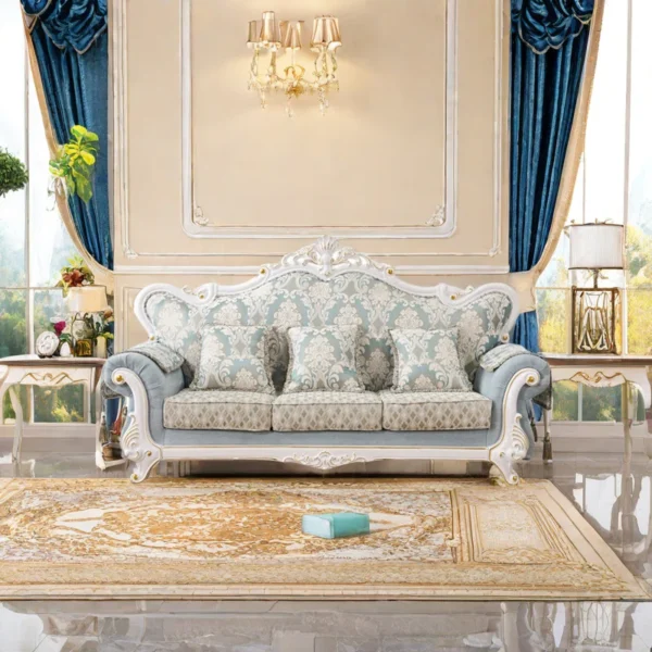 European Style Solid Wood Carved Sofa | Luxury Sofa for Elegant Living Rooms - Image 4
