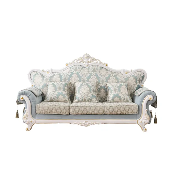 European Style Solid Wood Carved Sofa | Luxury Sofa for Elegant Living Rooms