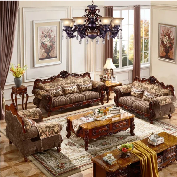 abric Solid Wood American Sofa 90.55" - Upholstered Couch for Living Room & Home Decor - Image 2