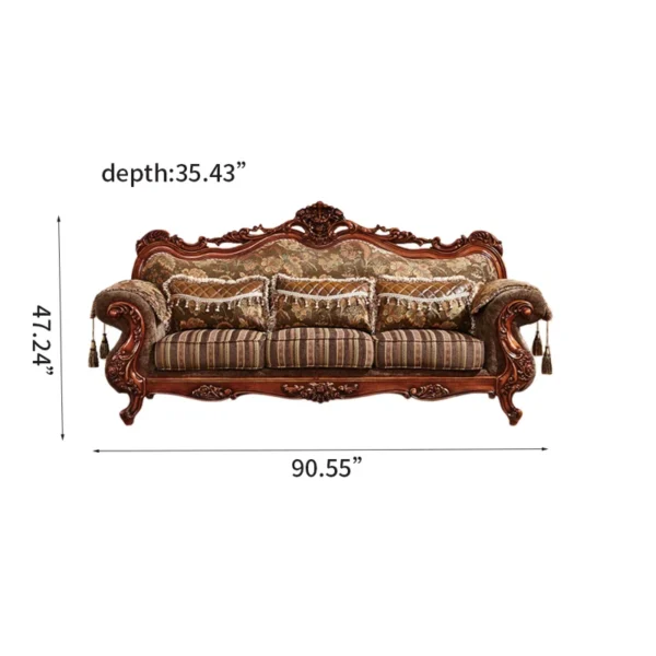 abric Solid Wood American Sofa 90.55" - Upholstered Couch for Living Room & Home Decor - Image 3