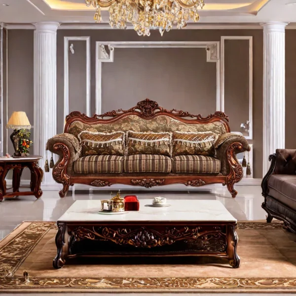 abric Solid Wood American Sofa 90.55" - Upholstered Couch for Living Room & Home Decor - Image 4