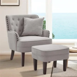 HIMO 28.3” Wide Tufted Armchair and Ottoman