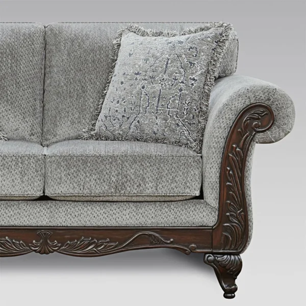 Carved Wood Frame 5-Piece Living Room Set – Luxury Sofa Set for Elegant Home Decor - Image 3