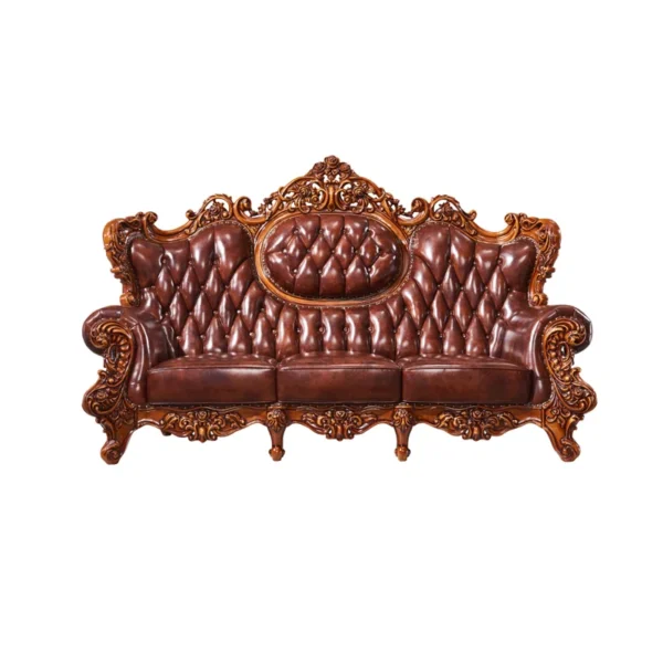 Luxury Solid Wood Double-sided Carved Sofa 98.43" – Leather Sofa for Living Room & Home Decor - Image 2