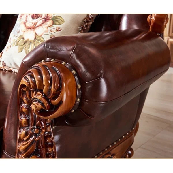 Luxury Solid Wood Double-sided Carved Sofa 98.43" – Leather Sofa for Living Room & Home Decor - Image 3