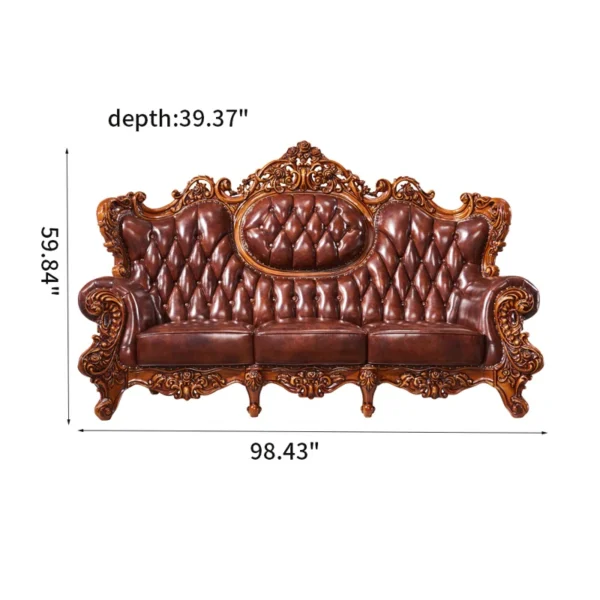 Luxury Solid Wood Double-sided Carved Sofa 98.43" – Leather Sofa for Living Room & Home Decor - Image 4