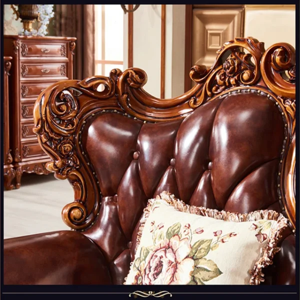 Luxury Solid Wood Double-sided Carved Sofa 98.43" – Leather Sofa for Living Room & Home Decor - Image 7