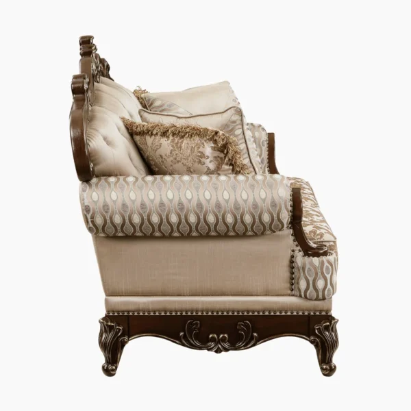 Elegant White Colour 3-Seater Carved Sofa - Luxurious Upholstered Sofa for Living Room & Home Decor - Image 6