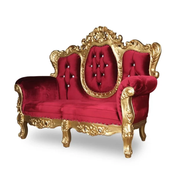 Elegant Love Seat Wedding Golden High Back Throne Chair (2 Seater) for Royal Events & Luxury Weddings - Image 2