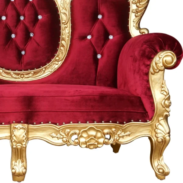 Elegant Love Seat Wedding Golden High Back Throne Chair (2 Seater) for Royal Events & Luxury Weddings - Image 5