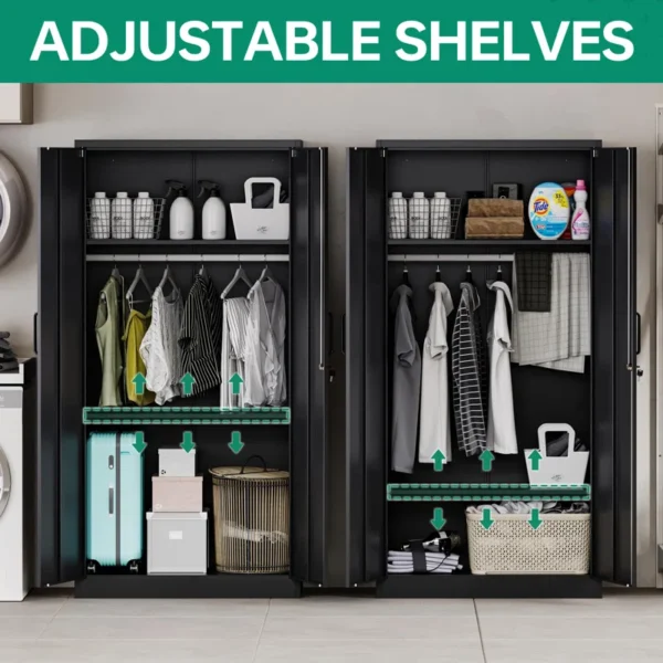 Metal Wardrobe Cabinets Storage Cabinets with Lock - Image 6