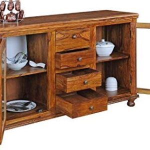 Handicraft Solid Wood Cabinet for Living Room Crockery Unit Wardrobe Without Glass in Doors
