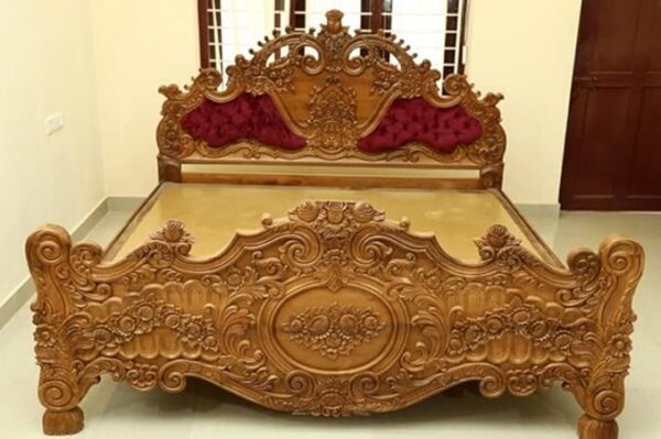 Teakwood Carved Bed - Image 3