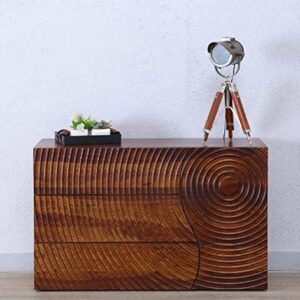 Wooden Handmade Norman Style Big Size Drawers Wardrobe Provincial Teak Finishing Wooden Cabinet