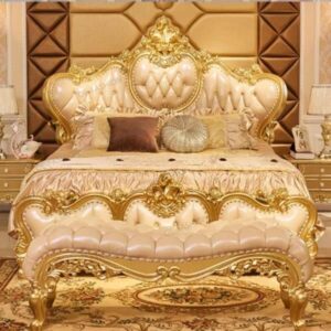 Luxury King Size Bed Teak Wood | Royal Look Bed | Wood Carving Bed | Wooden Luxury Bed for Bedroom Furniture and Wedding Gift