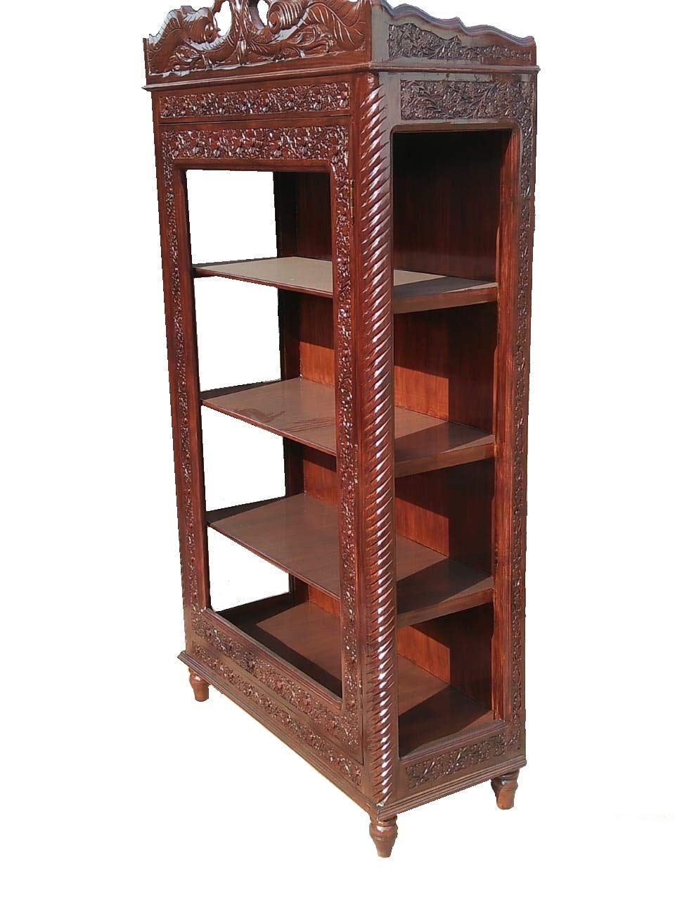 New Handicrafts Sheesham Wood Hand Carved Cabinet/Wardrobe/Showcase (Without Glass) - Image 3