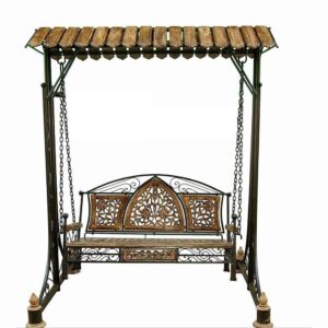 Solid Wood & Iron Garden,Balcony Swing, Hammock, Jhula, Cradle (Black)(2 Seater)