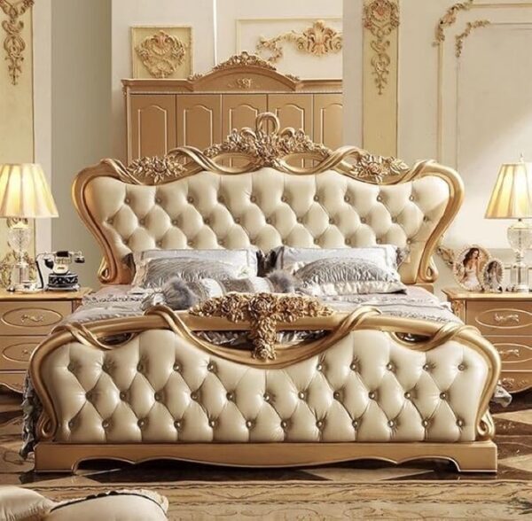 Wood Carving Bed | Wooden Luxury Bed for Bedroom Furniture and Wedding Gift (Vintage)