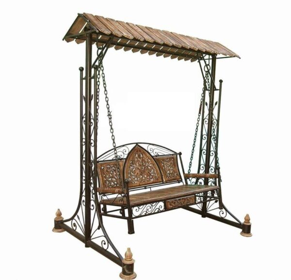 Iron Swing Jhula For Home & Garden/Porch/Balcony 2 Seater Weight Capacity 300Kgs+ (Swing-Online-002), 177.8 centimeters, Black - Image 2