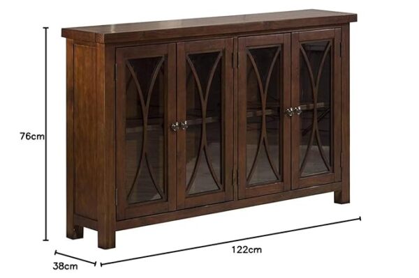Handicraft Solid Wood Cabinet Crockery Unit Wardrobe Without Glass Door for Living Room (Brown) - Image 3