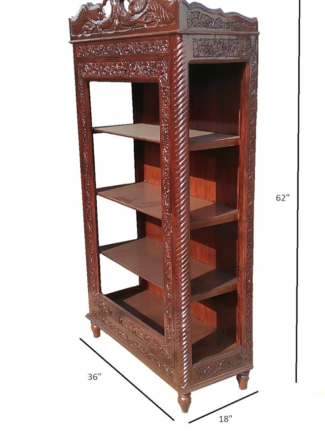 New Handicrafts Sheesham Wood Hand Carved Cabinet/Wardrobe/Showcase (Without Glass) - Image 2