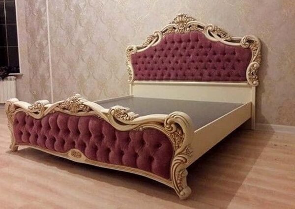Royal Teakwood Hand Carved King Size Bed Deco Polish