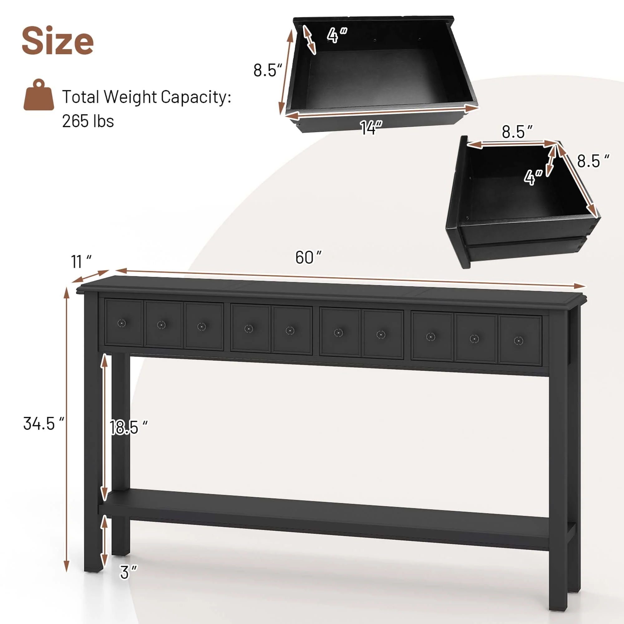 Sleek Walnut Finish Console Table - Image 2
