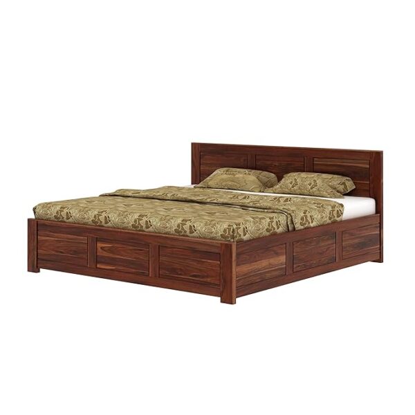 Solid Wood Queen Size Bed for Bedroom | Wooden Furniture Crafted from Premium Sheesham Wood | Elegant Bedroom Double Bed with Storage | Honey Finish (81X62.5X35 Inches) - Image 4