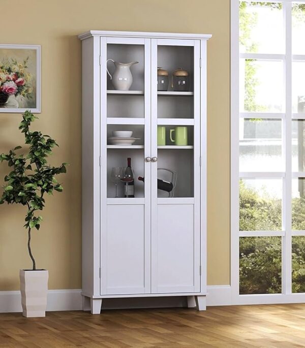 Sheesham Wood & White Painted Living Room Cabinet Wooden Multi Purpose Storage Wardrobe (Without Glass)