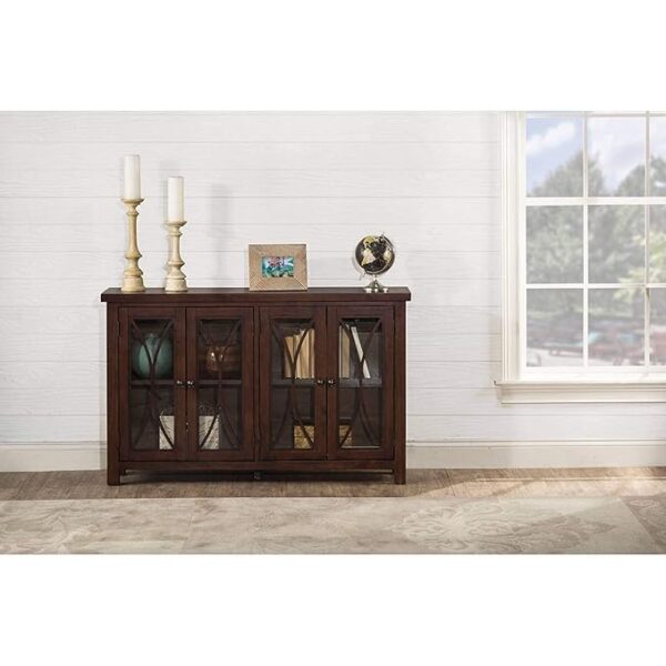 Handicraft Solid Wood Cabinet Crockery Unit Wardrobe Without Glass Door for Living Room (Brown) - Image 2
