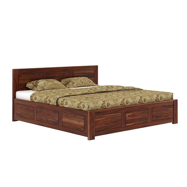 Solid Wood Queen Size Bed for Bedroom | Wooden Furniture Crafted from Premium Sheesham Wood | Elegant Bedroom Double Bed with Storage | Honey Finish (81X62.5X35 Inches) - Image 3
