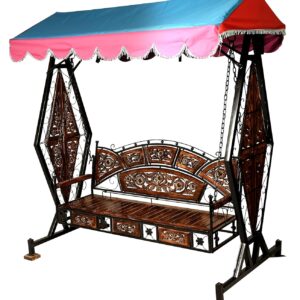 Swing/Jhula For Home & Garden 3 Seater With Canopy Roof & Stands Weight Capacity 400Kg+